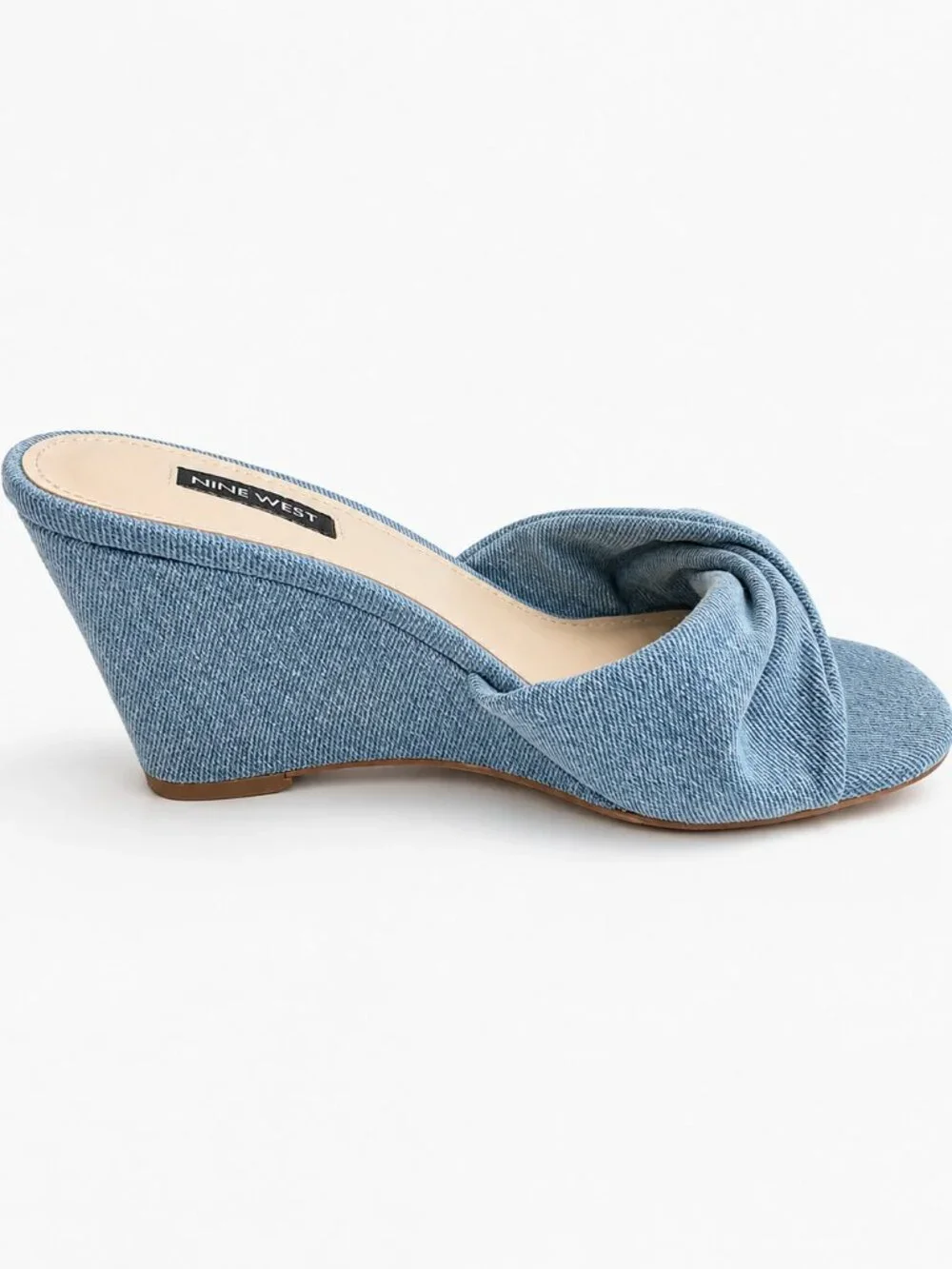 Nine West NIKHIL7 Light Blue Denim Wedge Mules – Size 8M